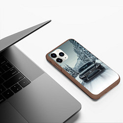 Чехол iPhone 11 Pro матовый Лексус - зимняя дорога!, цвет: 3D-коричневый — фото 2