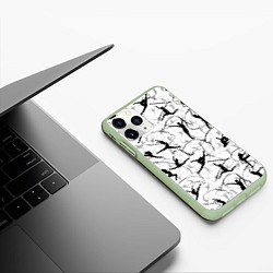 Чехол iPhone 11 Pro матовый Воздушная акробатика Паттерн, цвет: 3D-салатовый — фото 2