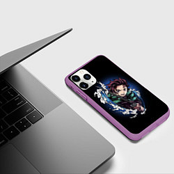 Чехол iPhone 11 Pro матовый ТАНДЖИРО КАМАДО ДЫХАНИЕ ВОДЫ, цвет: 3D-фиолетовый — фото 2