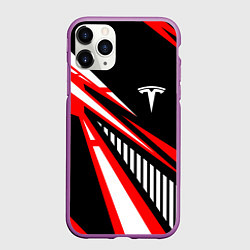 Чехол iPhone 11 Pro матовый ТЕСЛА - RED SPORT, цвет: 3D-фиолетовый