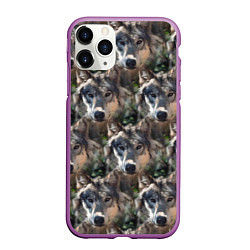 Чехол iPhone 11 Pro матовый Волки клипарт wolfs, цвет: 3D-фиолетовый