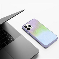 Чехол iPhone 11 Pro матовый Акварельный принт, цвет: 3D-светло-сиреневый — фото 2