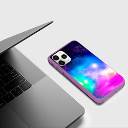 Чехол iPhone 11 Pro матовый Colorful Space Космос, цвет: 3D-фиолетовый — фото 2