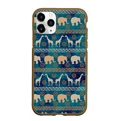 Чехол iPhone 11 Pro матовый Жирафы и слоны, цвет: 3D-коричневый