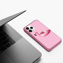 Чехол iPhone 11 Pro матовый Flamingos Розовый фламинго, цвет: 3D-малиновый — фото 2