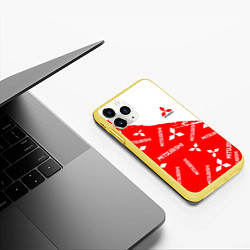 Чехол iPhone 11 Pro матовый Mitsubishi Паттерн, цвет: 3D-желтый — фото 2