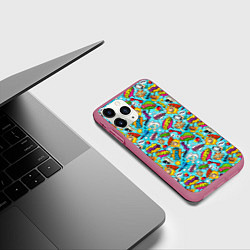 Чехол iPhone 11 Pro матовый Поп арт пузыри, цвет: 3D-малиновый — фото 2