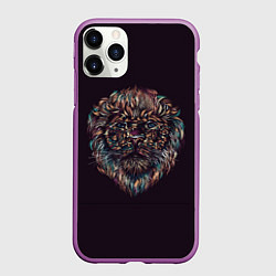 Чехол iPhone 11 Pro матовый Красочный неоновый лев