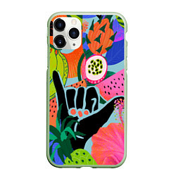 Чехол iPhone 11 Pro матовый Лето хипстера, цвет: 3D-салатовый