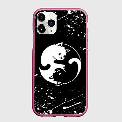 Чехол iPhone 11 Pro матовый ИНЬ ЯНЬ КОТИКИ БРЫЗГИ И НИЧЕГО ЛИШНЕГО, цвет: 3D-малиновый