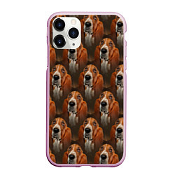 Чехол iPhone 11 Pro матовый Dog patternt, цвет: 3D-розовый