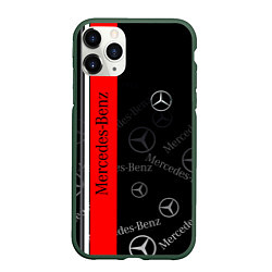 Чехол iPhone 11 Pro матовый Mercedes Паттерн, цвет: 3D-темно-зеленый