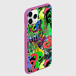 Чехол iPhone 11 Pro матовый Граффити с черепами, цвет: 3D-фиолетовый — фото 2