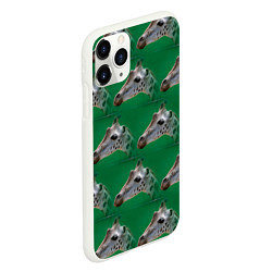 Чехол iPhone 11 Pro матовый Голова жирафа паттерн, цвет: 3D-белый — фото 2