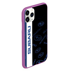 Чехол iPhone 11 Pro матовый Subaru Паттерн, цвет: 3D-фиолетовый — фото 2