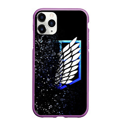Чехол iPhone 11 Pro матовый АТАКА ТИТАНОВ Attack on Titan брызги краски, цвет: 3D-фиолетовый