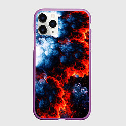 Чехол iPhone 11 Pro матовый 3D ЯДЕРНЫЙ КОСМИЧЕСКИЙ ВЗРЫВ ОГОНЬ, цвет: 3D-фиолетовый