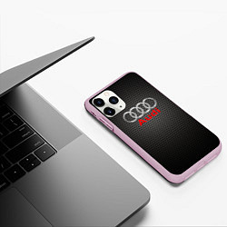 Чехол iPhone 11 Pro матовый Audi карбон, цвет: 3D-розовый — фото 2