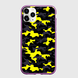Чехол iPhone 11 Pro матовый Black Camo, цвет: 3D-фиолетовый