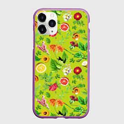 Чехол iPhone 11 Pro матовый Летнее настроение - фрукты, цвет: 3D-фиолетовый