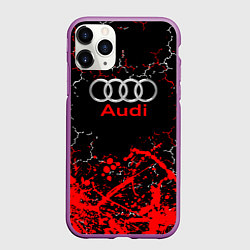 Чехол iPhone 11 Pro матовый AUDI АУДИ брызги, цвет: 3D-фиолетовый