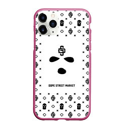 Чехол iPhone 11 Pro матовый Узор White Phantom Ski Mask Dope Street Market, цвет: 3D-малиновый