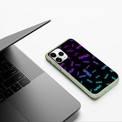 Чехол iPhone 11 Pro матовый NASA NEON PATTERN, цвет: 3D-салатовый — фото 2