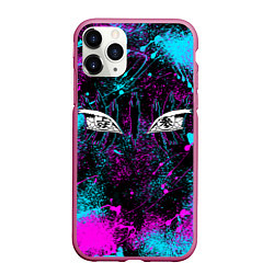 Чехол iPhone 11 Pro матовый ГЛАЗА АКАЗЫ ГЛИТЧ, цвет: 3D-малиновый