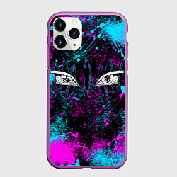 Чехол iPhone 11 Pro матовый ГЛАЗА АКАЗЫ ГЛИТЧ, цвет: 3D-фиолетовый