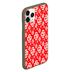 Чехол iPhone 11 Pro матовый Red Pattern Dope Camo Dope Street Market Спина, цвет: 3D-темно-зеленый — фото 2