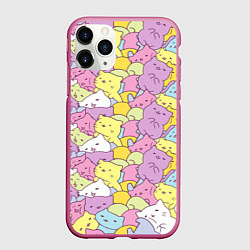 Чехол iPhone 11 Pro матовый Cute pattern of seals, цвет: 3D-малиновый