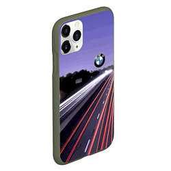 Чехол iPhone 11 Pro матовый BMW Ночная трасса, цвет: 3D-темно-зеленый — фото 2