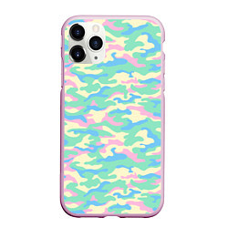 Чехол iPhone 11 Pro матовый Камуфляж пастельные цвета, цвет: 3D-розовый