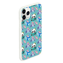 Чехол iPhone 11 Pro матовый Панды и киты, цвет: 3D-белый — фото 2