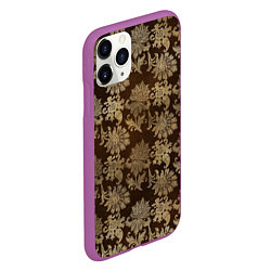 Чехол iPhone 11 Pro матовый Ретро узоры - паттерн цветы, цвет: 3D-фиолетовый — фото 2