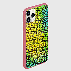 Чехол iPhone 11 Pro матовый Кожа ящерицы, цвет: 3D-малиновый — фото 2