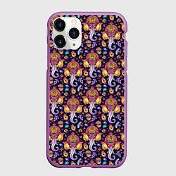 Чехол iPhone 11 Pro матовый Слон Ганеша Ganesha, цвет: 3D-фиолетовый