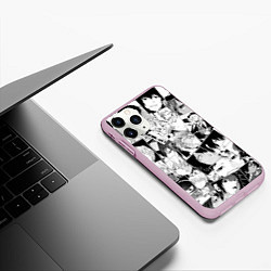 Чехол iPhone 11 Pro матовый Bungo Stray Dogs pattern, цвет: 3D-розовый — фото 2