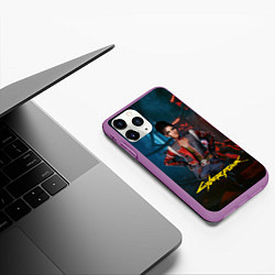 Чехол iPhone 11 Pro матовый Panam Cyberpunk2077 Панам, цвет: 3D-фиолетовый — фото 2