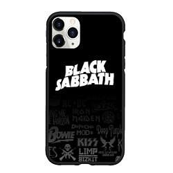 Чехол iPhone 11 Pro матовый Black Sabbath логотипы рок групп