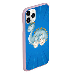 Чехол iPhone 11 Pro матовый Мама-динозавр с детенышами, цвет: 3D-розовый — фото 2