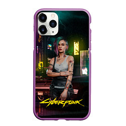 Чехол iPhone 11 Pro матовый Judy cyberpunk2077, цвет: 3D-фиолетовый