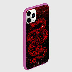 Чехол iPhone 11 Pro матовый Красная Змея Red Snake Глитч, цвет: 3D-фиолетовый — фото 2