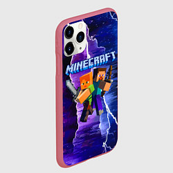 Чехол iPhone 11 Pro матовый Minecraft Neon, цвет: 3D-малиновый — фото 2
