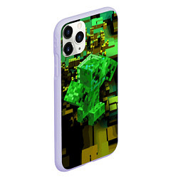 Чехол iPhone 11 Pro матовый Minecraft Creeper Mob, цвет: 3D-светло-сиреневый — фото 2