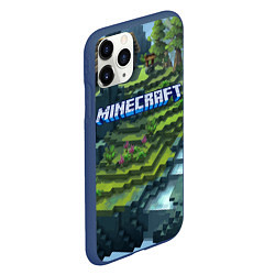 Чехол iPhone 11 Pro матовый Minecraft Video game Landscape, цвет: 3D-тёмно-синий — фото 2