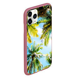 Чехол iPhone 11 Pro матовый Пальмы под солнцем, цвет: 3D-малиновый — фото 2