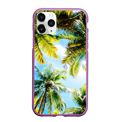 Чехол iPhone 11 Pro матовый Пальмы под солнцем, цвет: 3D-фиолетовый