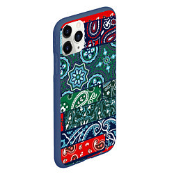 Чехол iPhone 11 Pro матовый Лоскуты Бандан, цвет: 3D-тёмно-синий — фото 2