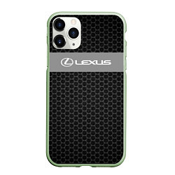 Чехол iPhone 11 Pro матовый Lexus соты, цвет: 3D-салатовый